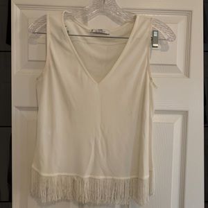 Mango fringe white top
